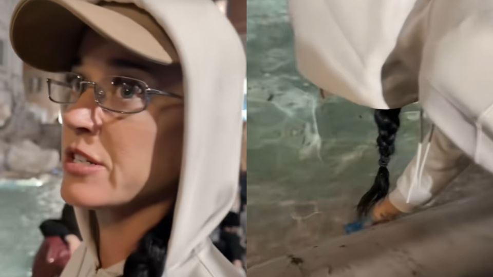 Sem moedas, Katy Perry "atira" cartão de crédito na Fontana di Trevi